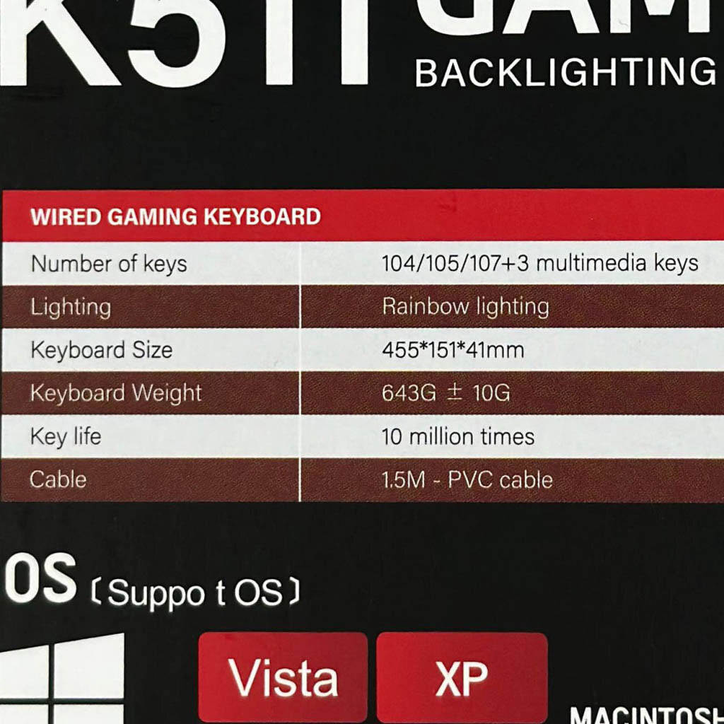 Клавиатура Jedel K511 Gaming, Белый - № 8 Клавиатура Jedel K511 Gaming, Белый - № 8