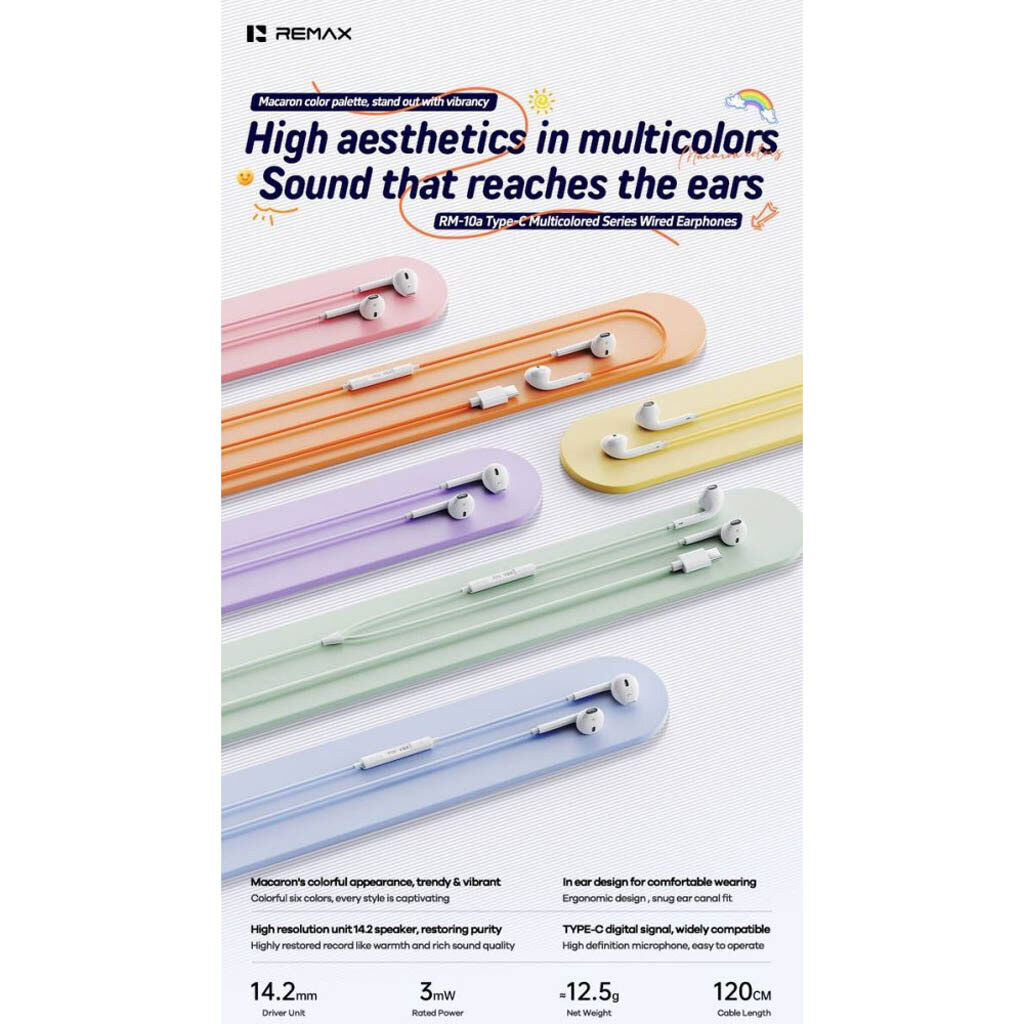 Наушники Remax RM-10 Multicolored, С микрофоном, Сиреневый - № 2 Наушники Remax RM-10 Multicolored, С микрофоном, Сиреневый - № 2
