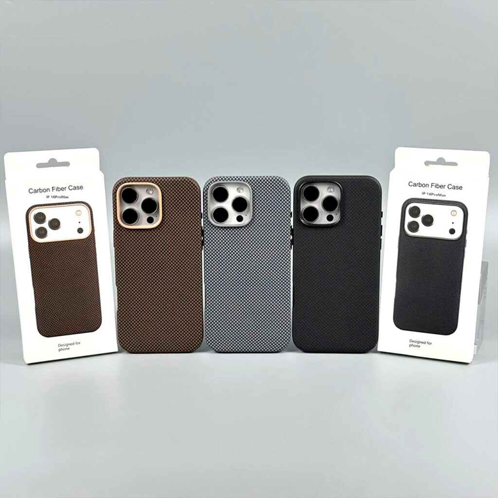 Чехол (накладка) Apple iPhone 16 Pro Max, Carbon Fiber Separate Camera, Серый - № 9 Чехол (накладка) Apple iPhone 16 Pro Max, Carbon Fiber Separate Camera, Серый - № 9