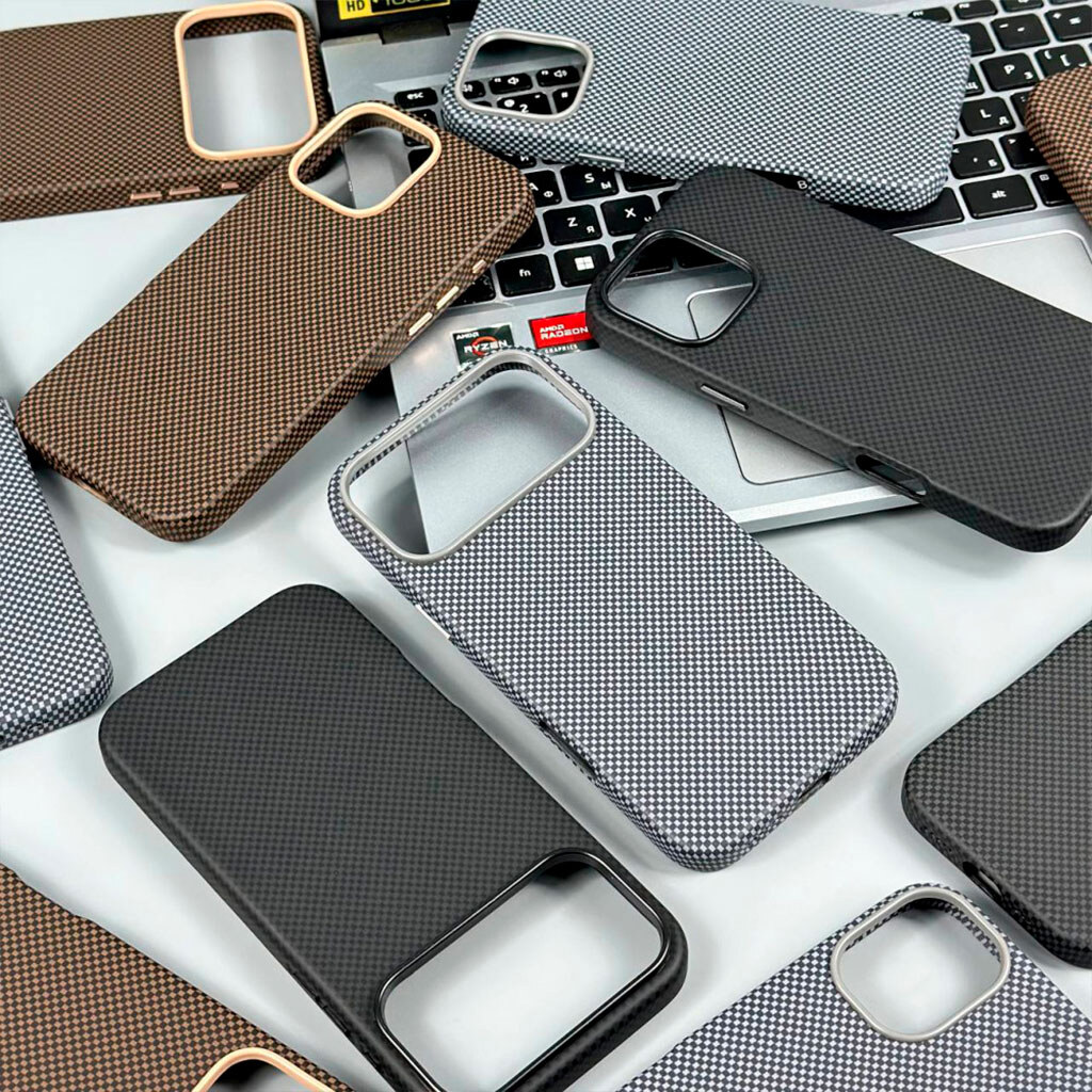 Чехол (накладка) Apple iPhone 16, Carbon Fiber Separate Camera, Серый - № 3 Чехол (накладка) Apple iPhone 16, Carbon Fiber Separate Camera, Серый - № 3