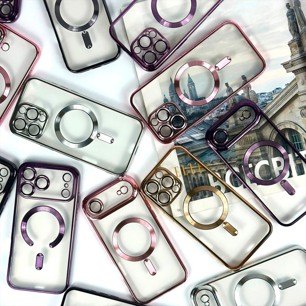 Чехол (накладка) Apple iPhone 15, Metallic Full Camera, MagSafe, Розовый - № 8 Чехол (накладка) Apple iPhone 15, Metallic Full Camera, MagSafe, Розовый - № 8