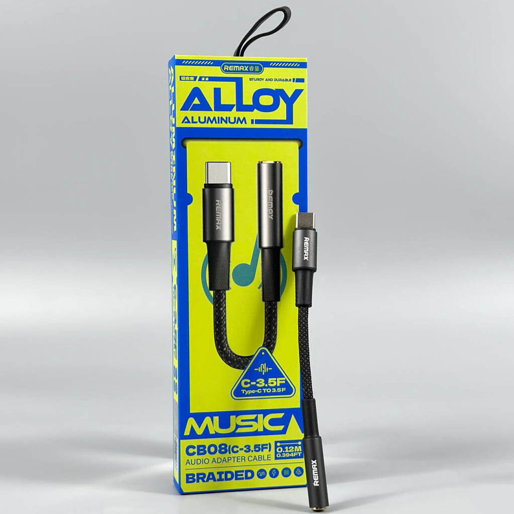AUX кабель Remax CB08 Velocity, Type-C, 0.12 м., 3.5 мм., Черный - № 3 AUX кабель Remax CB08 Velocity, Type-C, 0.12 м., 3.5 мм., Черный - № 3