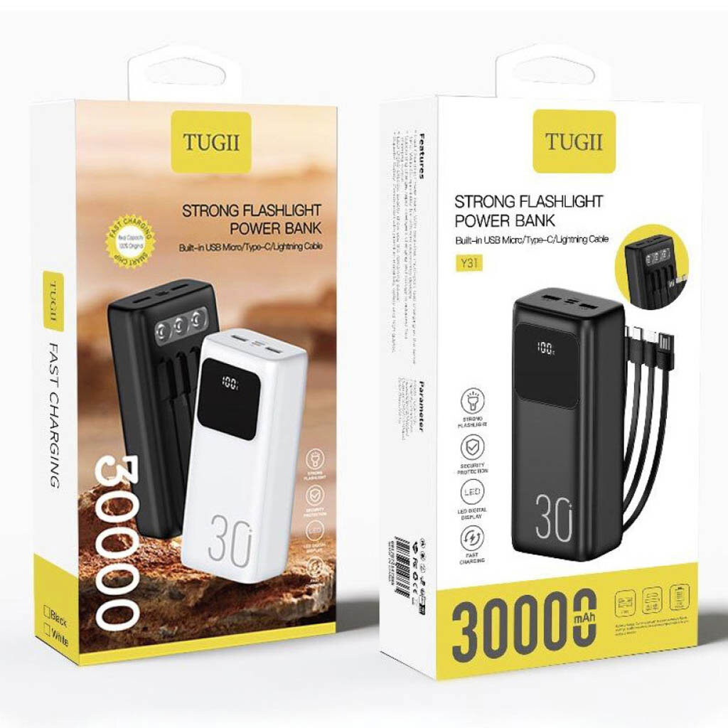 Портативная батарея (Power Bank) WUW TUGI Y31, 30000 mAh, Черный - № 6 Портативная батарея (Power Bank) WUW TUGI Y31, 30000 mAh, Черный - № 6