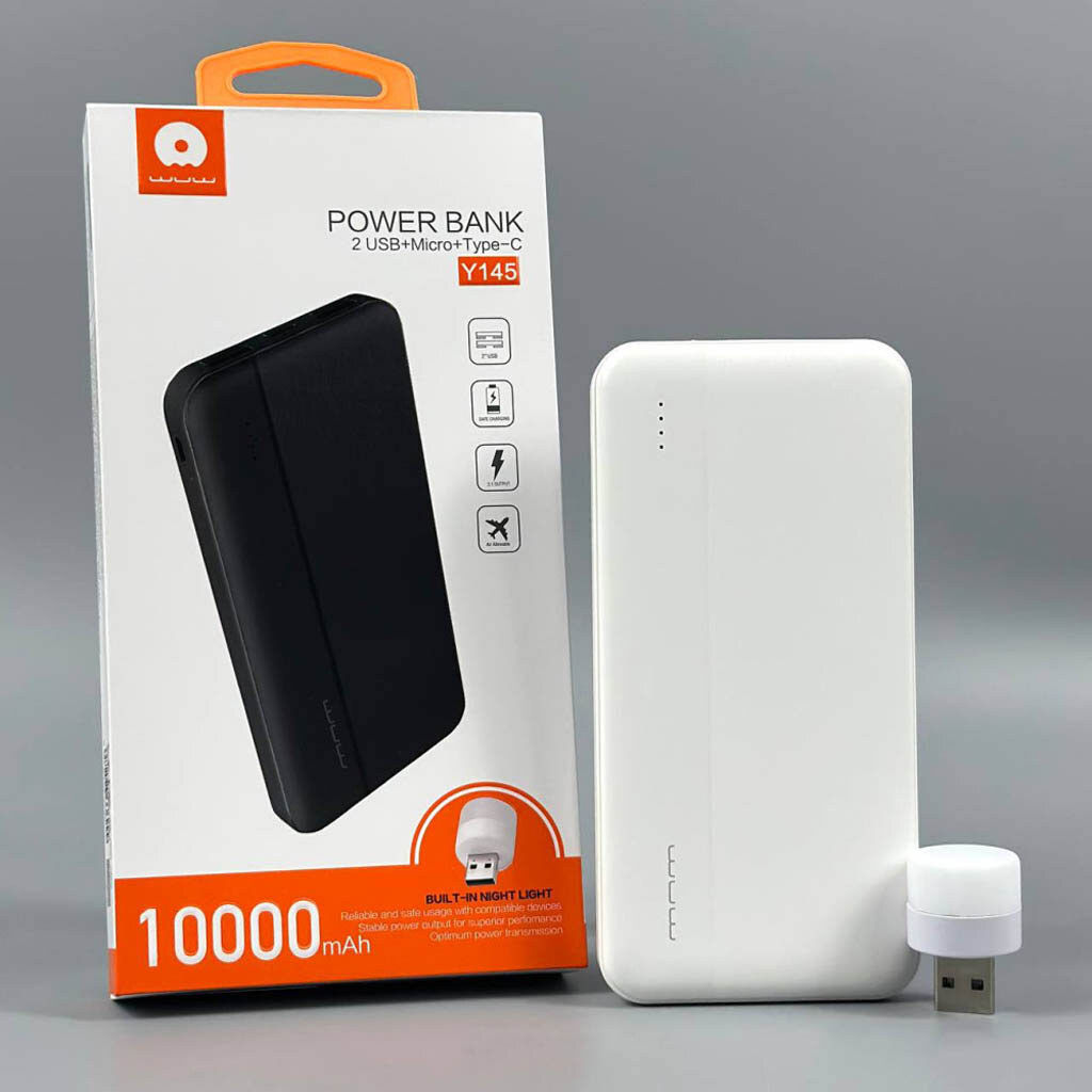 Портативная батарея (Power Bank) WUW Y145, 10000 mAh, Белый - № 6 Портативная батарея (Power Bank) WUW Y145, 10000 mAh, Белый - № 6