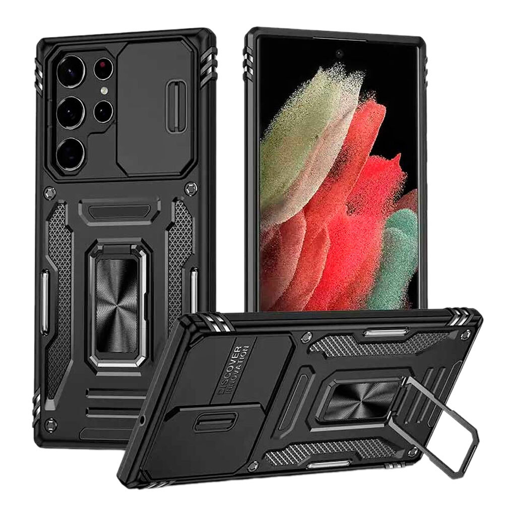 Чехол (накладка) Samsung Galaxy S26 Ultra, Epik Camshield Army Ring, Черный - № 1 Чехол (накладка) Samsung Galaxy S26 Ultra, Epik Camshield Army Ring, Черный - № 1