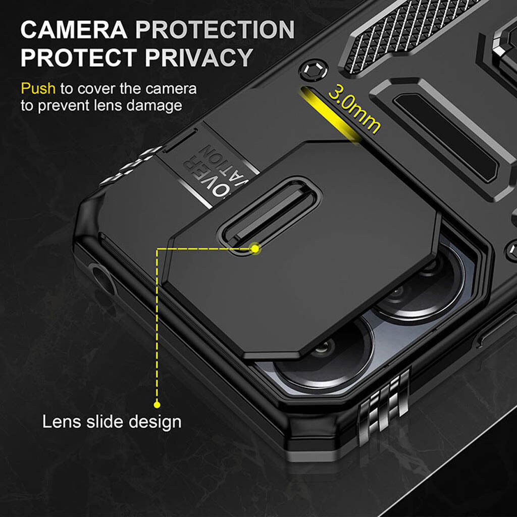 Чехол (накладка) Samsung Galaxy S26 Ultra, Epik Camshield Army Ring, Черный - № 3 Чехол (накладка) Samsung Galaxy S26 Ultra, Epik Camshield Army Ring, Черный - № 3