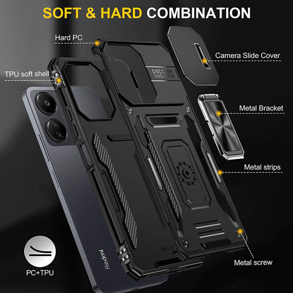 Чехол (накладка) Samsung Galaxy S26 Ultra, Epik Camshield Army Ring, Черный - № 6 Чехол (накладка) Samsung Galaxy S26 Ultra, Epik Camshield Army Ring, Черный - № 6