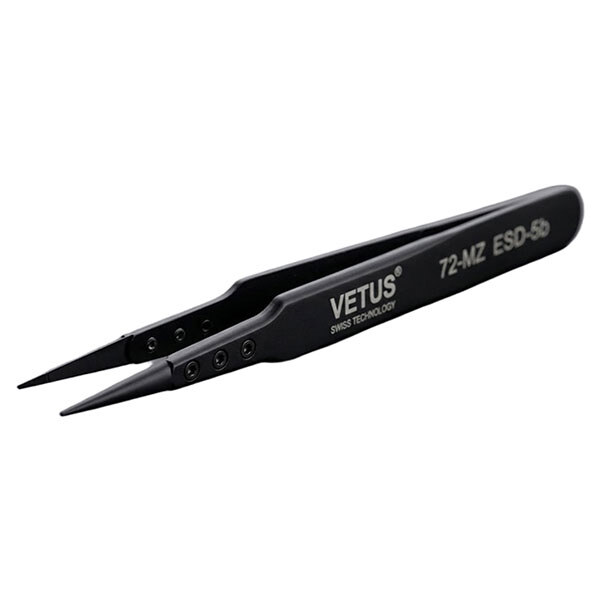 Пинцет VETUSантистатический 72-MZ ESD-5B с черными керамическими наконечниками - № 1 Пинцет VETUSантистатический 72-MZ ESD-5B с черными керамическими наконечниками - № 1