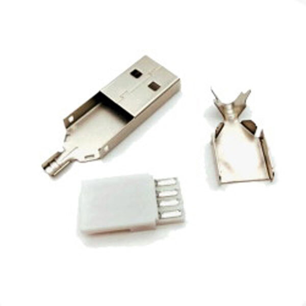 Вилка USB тип A на кабель мет. корпус CN-17-04 - № 1 Вилка USB тип A на кабель мет. корпус CN-17-04 - № 1