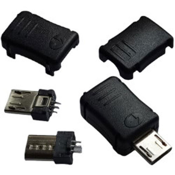 Вилка USB-Micro в корпусе на кабель черная CN-05-03 - № 1 Вилка USB-Micro в корпусе на кабель черная CN-05-03 - № 1