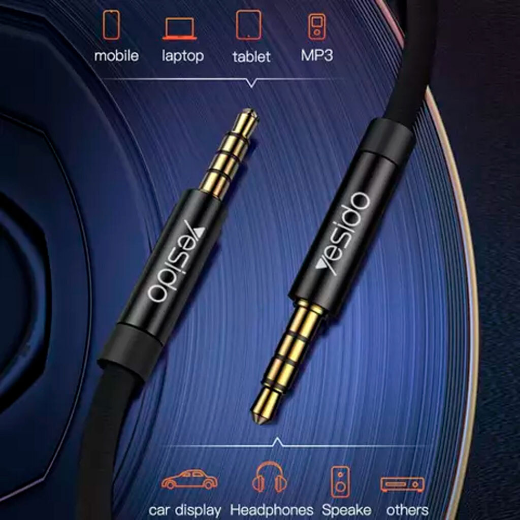 AUX кабель Yesido YAU14, 1.0 м., 3.5 мм., Черный - № 2 AUX кабель Yesido YAU14, 1.0 м., 3.5 мм., Черный - № 2