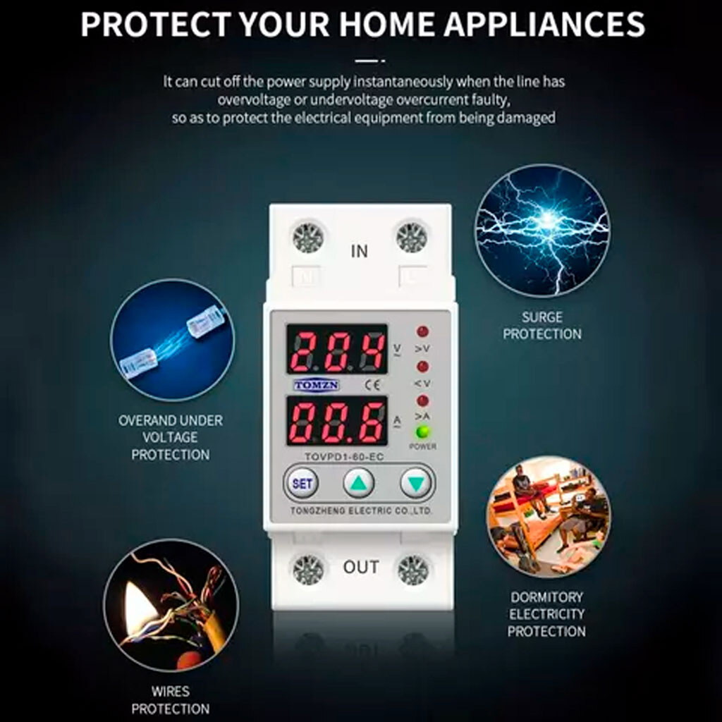 Реле напряжения TOMZN TOVPD1-40-VA - № 6 Реле напряжения TOMZN TOVPD1-40-VA - № 6