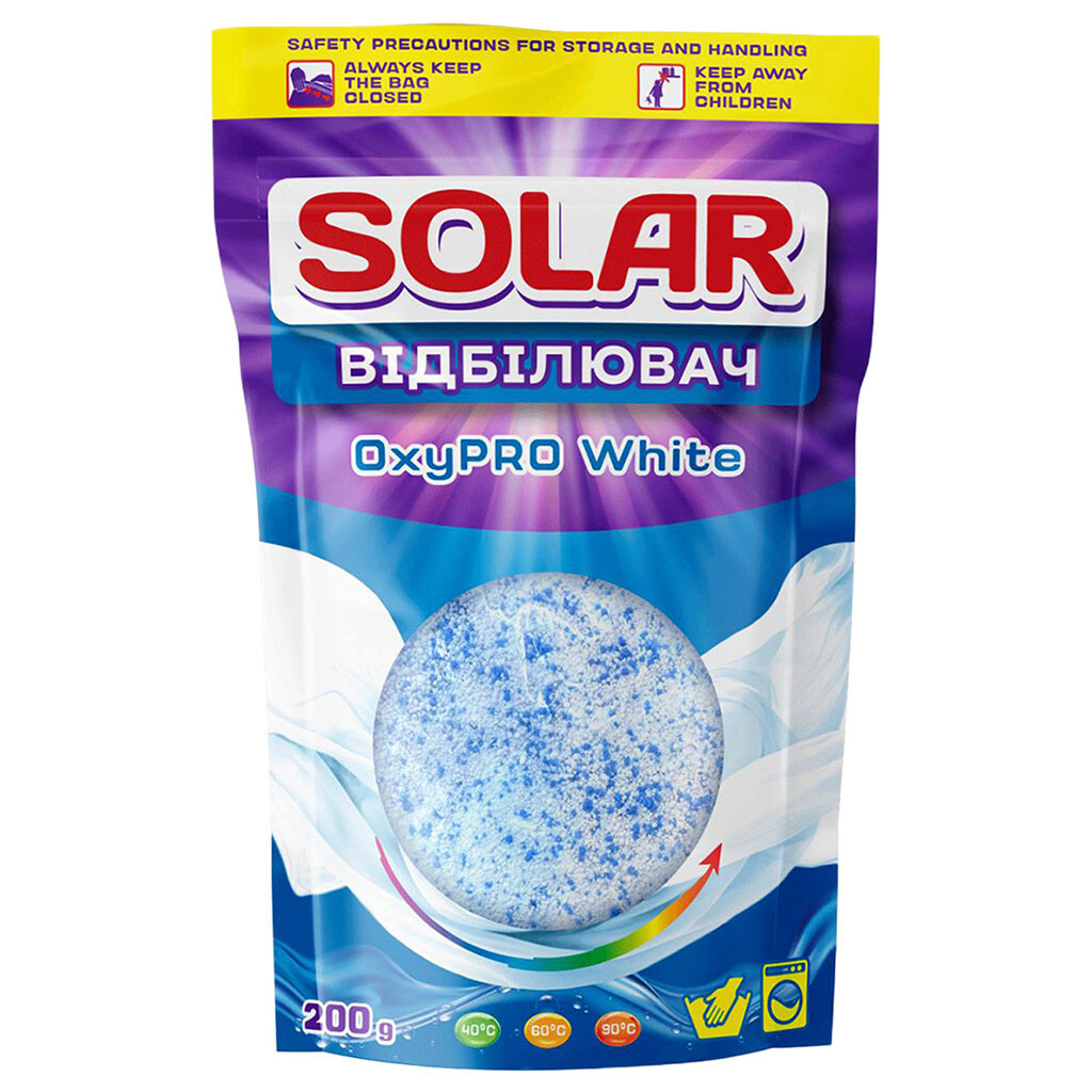 Отбеливатель для тканей кислородный Solar OxyPRO White, 200 г - № 1 Отбеливатель для тканей кислородный Solar OxyPRO White, 200 г - № 1