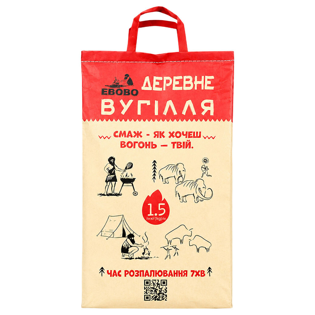 Уголь древесный ЕВОВО, 1,5 кг - № 1 Уголь древесный ЕВОВО, 1,5 кг - № 1