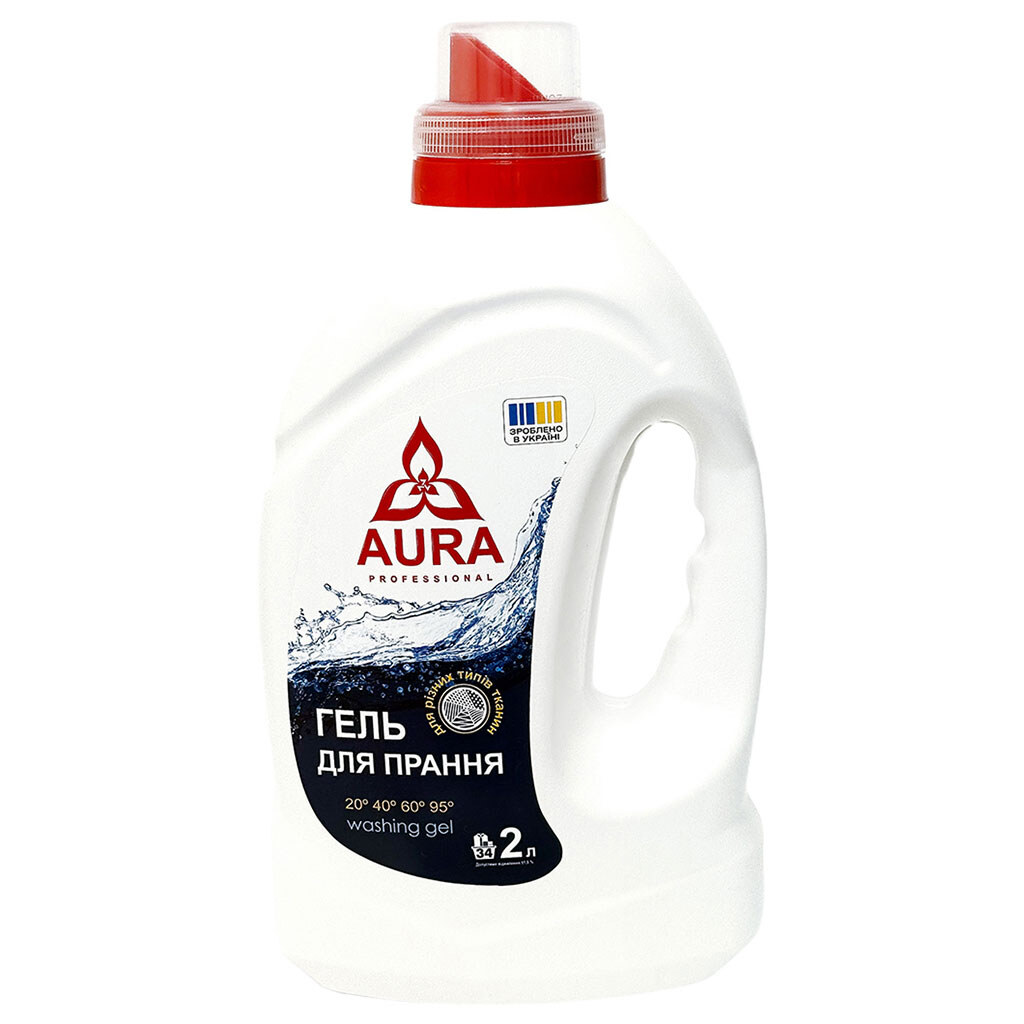 Гель для прання білих та кольорових речей Aura Professional "Універсальний", 2 л - № 1 Гель для прання білих та кольорових речей Aura Professional "Універсальний", 2 л - № 1