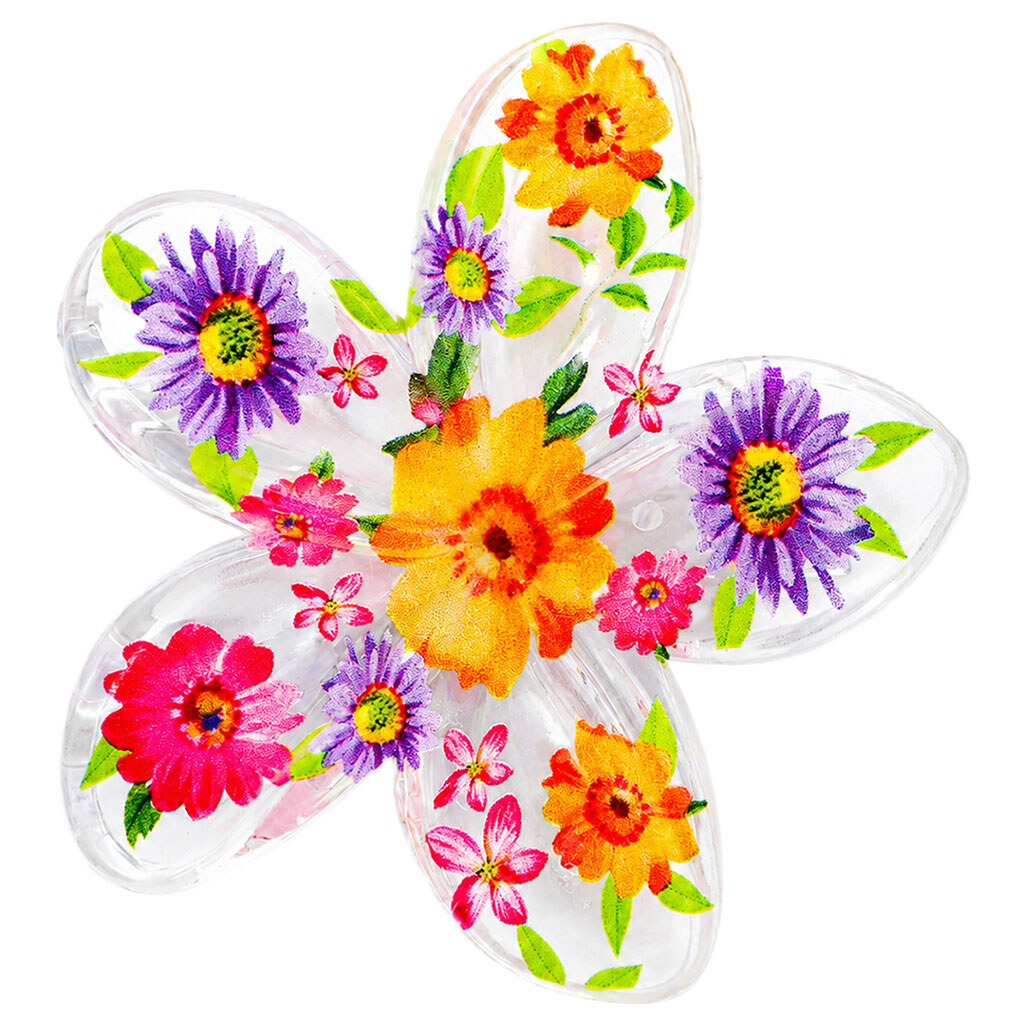 Краб для волос пластиковый Lovit "Цветок", с принтом - № 4 Краб для волос пластиковый Lovit "Цветок", с принтом - № 4