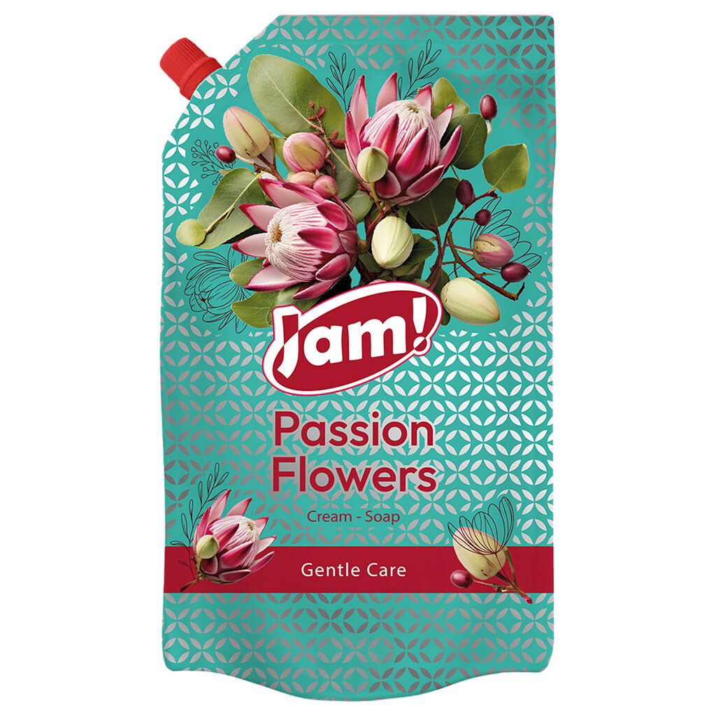 Крем-мыло жидкое JAM! "Passion Flowers", с глицерином, дой-пак 900 г - № 1 Крем-мыло жидкое JAM! "Passion Flowers", с глицерином, дой-пак 900 г - № 1