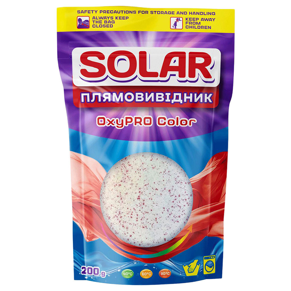 Пятновыводитель для тканей кислородный Solar OxyPRO Color, 200 г - № 1 Пятновыводитель для тканей кислородный Solar OxyPRO Color, 200 г - № 1