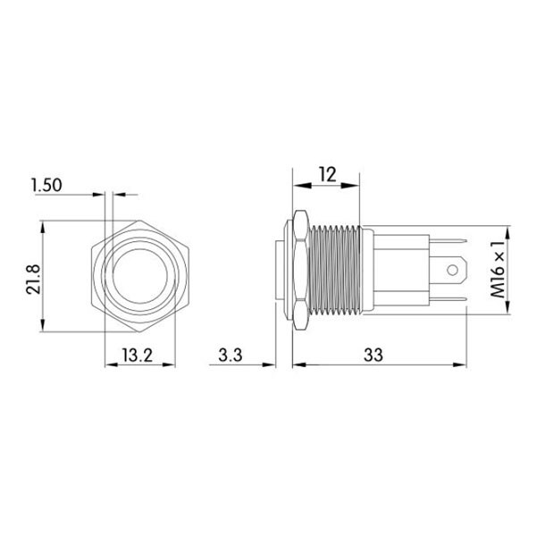 Кнопка антивандальная HSD16H-10EZ/J/N/12-24V/W - № 2 Кнопка антивандальная HSD16H-10EZ/J/N/12-24V/W - № 2