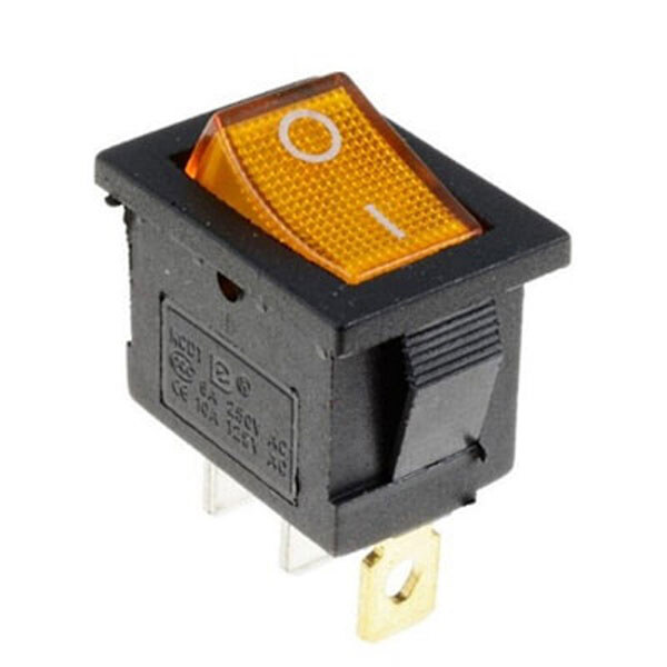 Переключатель клавишный KCD1-101N-LED 3pin с подсв.ON-OFF 6A желтый - № 1 Переключатель клавишный KCD1-101N-LED 3pin с подсв.ON-OFF 6A желтый - № 1