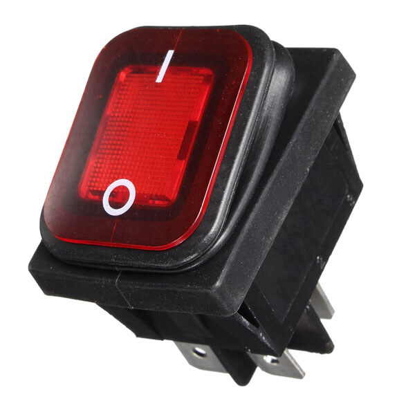 Переключатель клавишный KCD2-201N-LED ON-OFF, RED 4pin IP65 - № 1 Переключатель клавишный KCD2-201N-LED ON-OFF, RED 4pin IP65 - № 1
