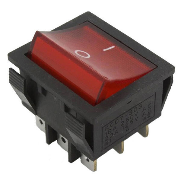 Перемикач клавішний KCD7-302 ON-ON 9pin RED - № 1 Перемикач клавішний KCD7-302 ON-ON 9pin RED - № 1