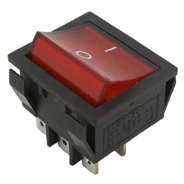 Перемикач клавішний KCD7-301 ON-OFF 6pin RED - № 1 Перемикач клавішний KCD7-301 ON-OFF 6pin RED - № 1