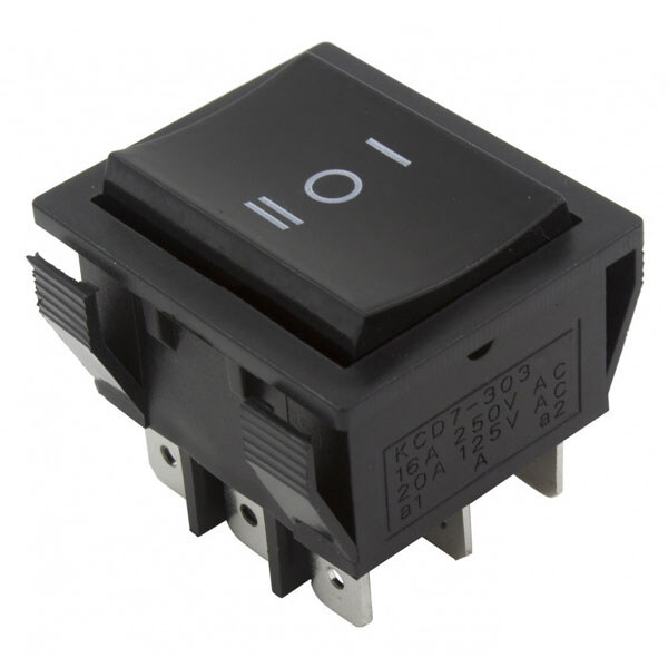 Перемикач клавішний KCD7-303 ON-OFF-ON 9pin Black - № 1 Перемикач клавішний KCD7-303 ON-OFF-ON 9pin Black - № 1