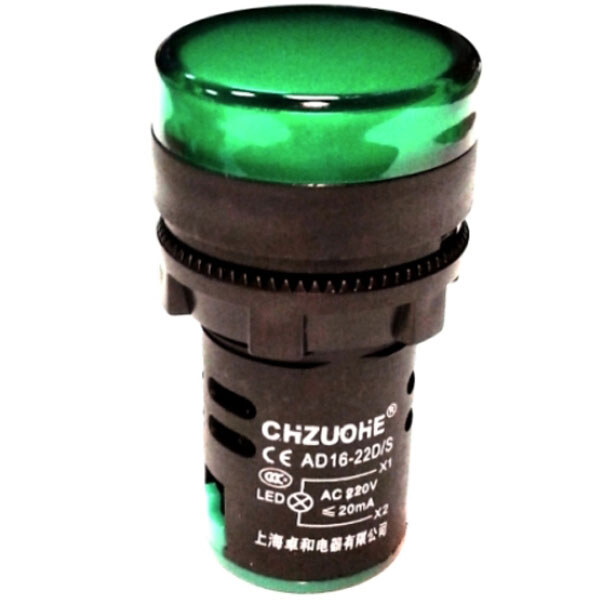 Индикаторная лампа AD16-22DS Green 31-AC 220V PTEN - № 1 Индикаторная лампа AD16-22DS Green 31-AC 220V PTEN - № 1