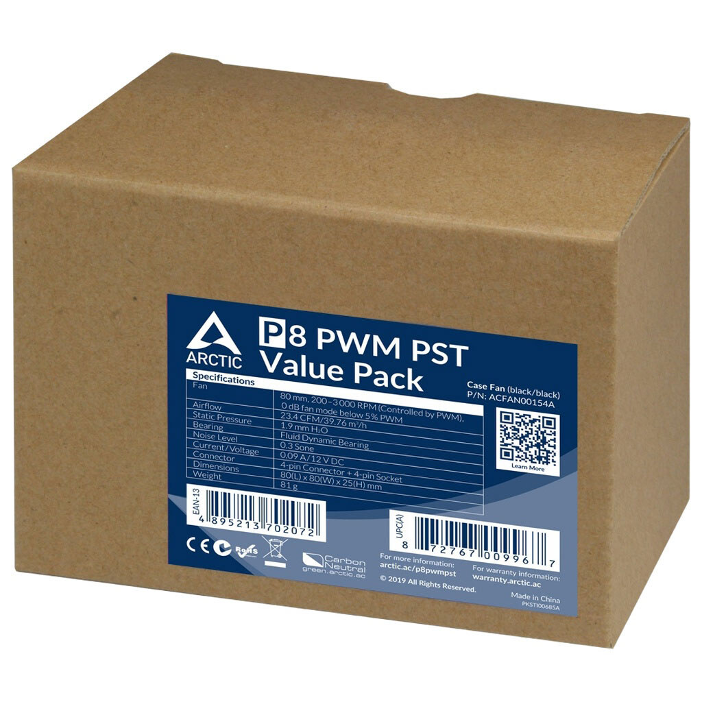 Вентилятор Arctic P8 PWM PST, Черный - № 4 Вентилятор Arctic P8 PWM PST, Черный - № 4