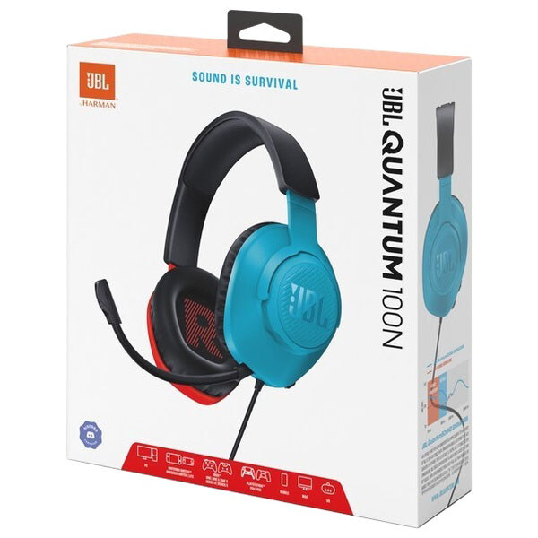 Гарнитура JBL Quantum 100N, С микрофоном, Голубой - № 5 Гарнитура JBL Quantum 100N, С микрофоном, Голубой - № 5