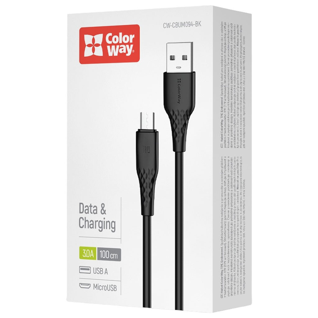 USB кабель ColorWay CW-CBUM094-BK, MicroUSB, 1.0 м., Черный - № 3 USB кабель ColorWay CW-CBUM094-BK, MicroUSB, 1.0 м., Черный - № 3