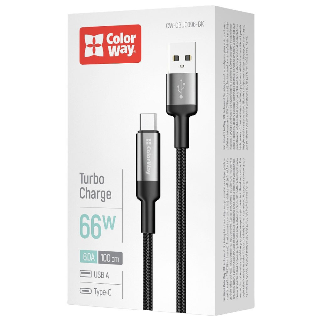 USB кабель ColorWay CW-CBUC096-BK, Type-C, 1.0 м., Черный - № 3 USB кабель ColorWay CW-CBUC096-BK, Type-C, 1.0 м., Черный - № 3