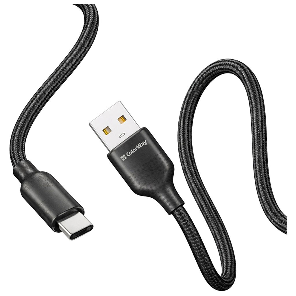 USB кабель ColorWay CW-CBUC101-BK, Type-C, 1.0 м., Чорний - № 2 USB кабель ColorWay CW-CBUC101-BK, Type-C, 1.0 м., Чорний - № 2
