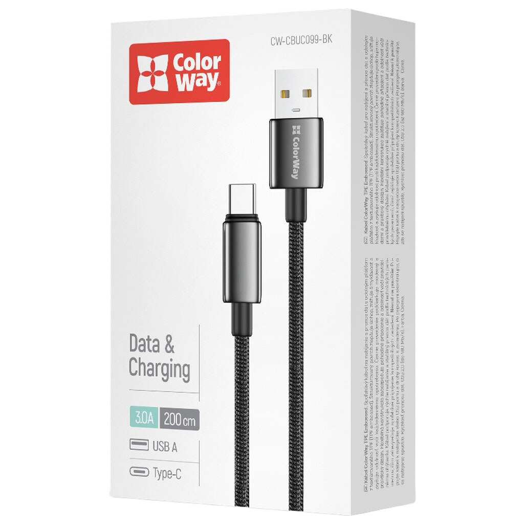 USB кабель ColorWay CW-CBUC099-BK, Type-C, 2.0 м., Черный - № 3 USB кабель ColorWay CW-CBUC099-BK, Type-C, 2.0 м., Черный - № 3