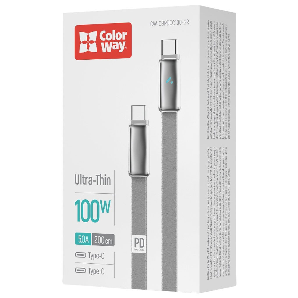 USB кабель ColorWay CW-CBPDCC100-GR, Type-C, 1.0 м., Серый - № 3 USB кабель ColorWay CW-CBPDCC100-GR, Type-C, 1.0 м., Серый - № 3