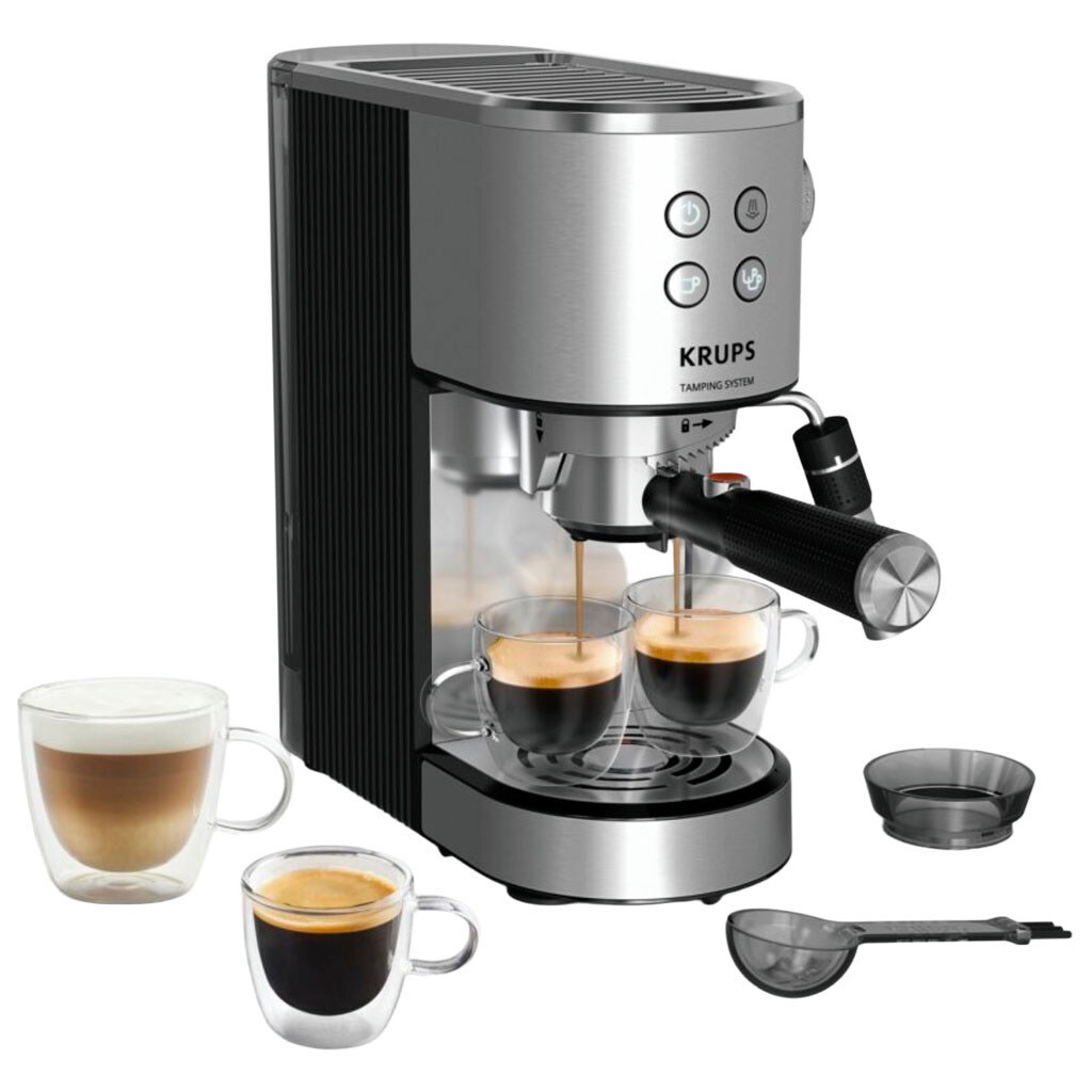 Кофеварка Krups Virtuoso+ Tamping System XP499EE0, Серебряный - № 1 Кофеварка Krups Virtuoso+ Tamping System XP499EE0, Серебряный - № 1