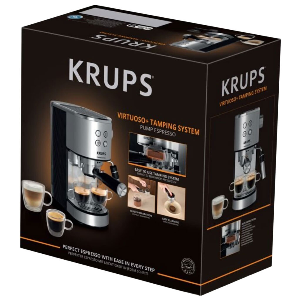 Кофеварка Krups Virtuoso+ Tamping System XP499EE0, Серебряный - № 2 Кофеварка Krups Virtuoso+ Tamping System XP499EE0, Серебряный - № 2