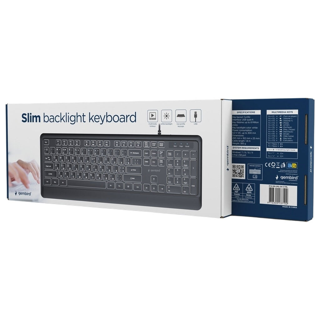 Клавиатура Gembird KB-UML-04-CYRL, Черный - № 3 Клавиатура Gembird KB-UML-04-CYRL, Черный - № 3