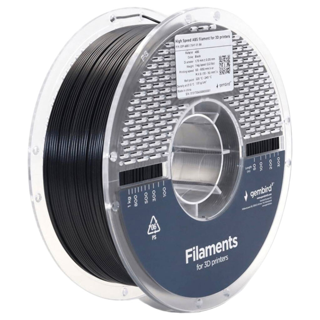 Філамент Gembird 3DP-ABS1.75HY-01-BK, Чорний - № 1 Філамент Gembird 3DP-ABS1.75HY-01-BK, Чорний - № 1