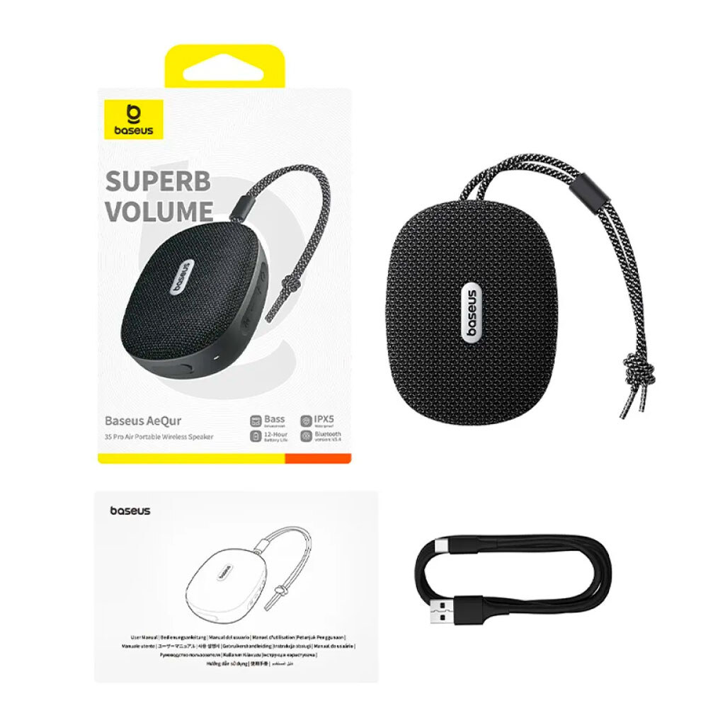 Портативная колонка Baseus A20077600127-00 AeQur 35 Pro Air, Черный - № 6 Портативная колонка Baseus A20077600127-00 AeQur 35 Pro Air, Черный - № 6