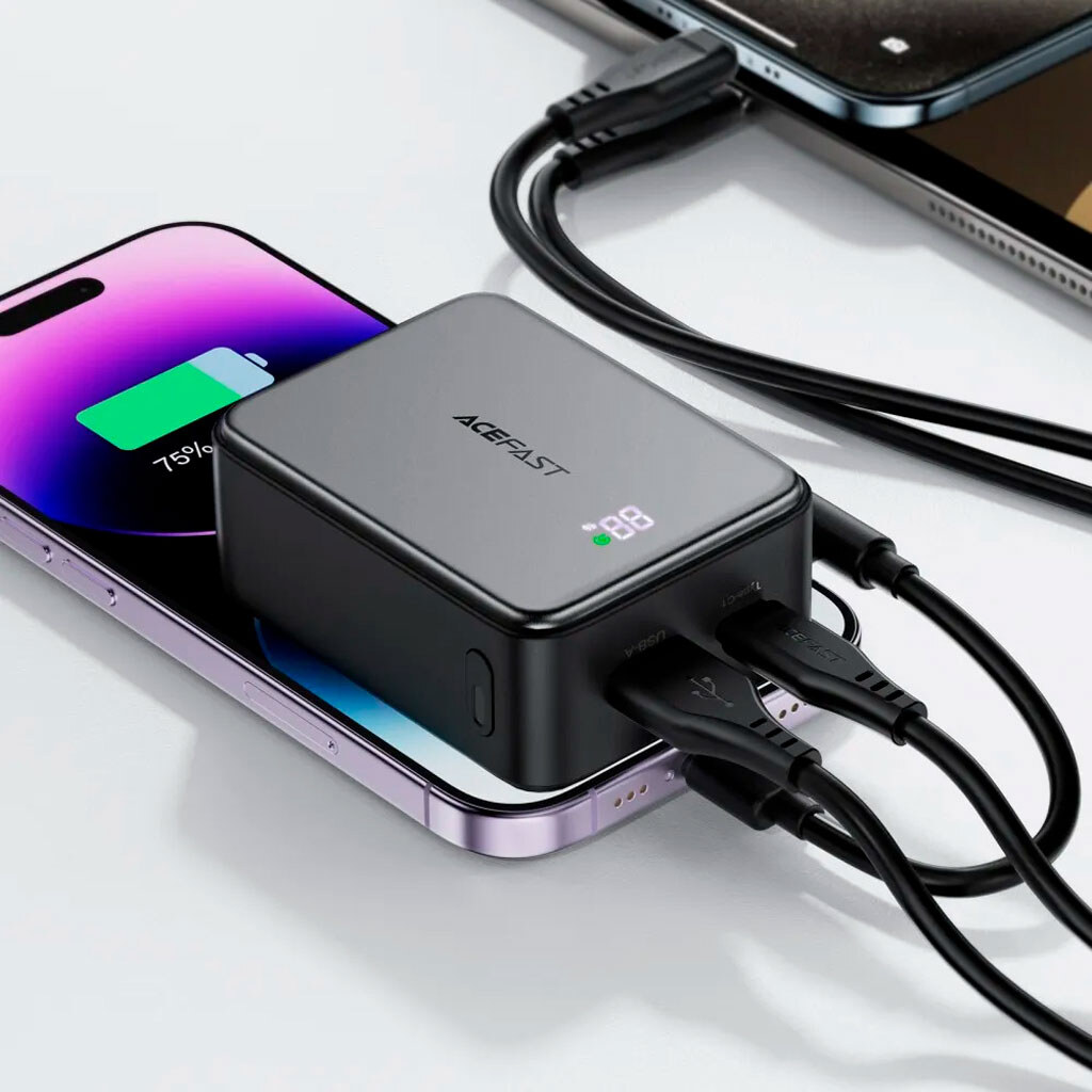 Портативная батарея (Power Bank) AceFast M28, 10000 mAh, Черный - № 4 Портативная батарея (Power Bank) AceFast M28, 10000 mAh, Черный - № 4