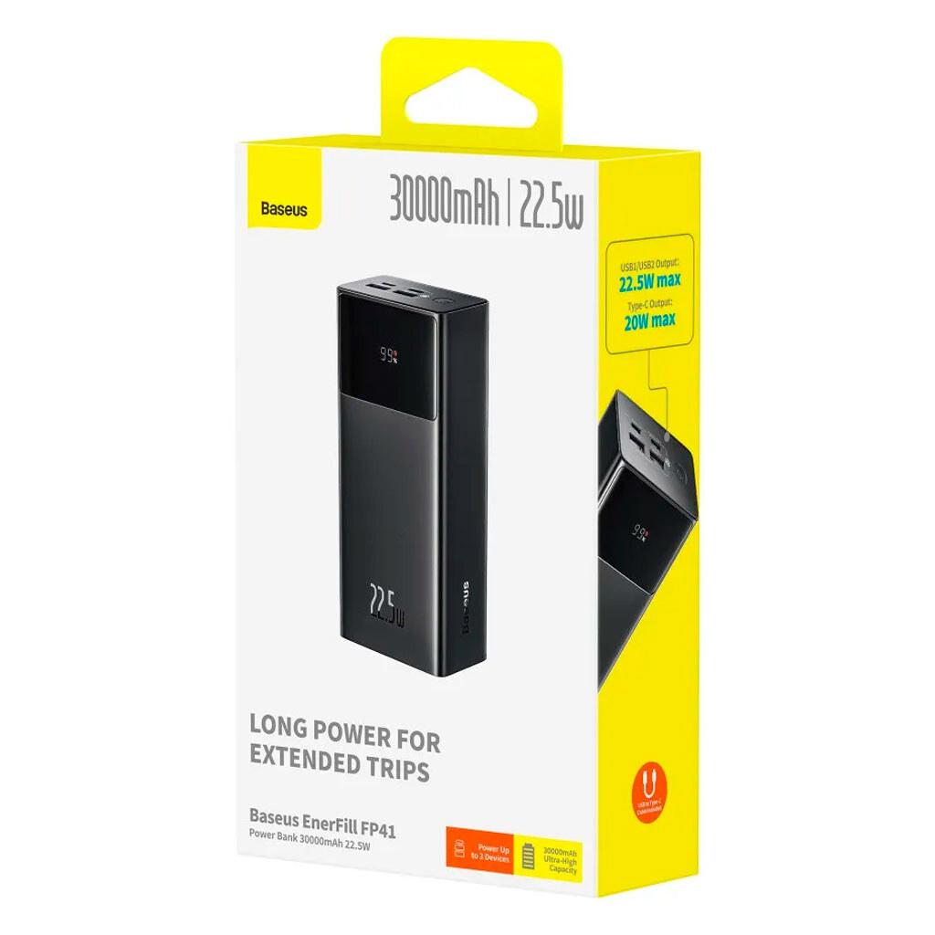 Портативная батарея (Power Bank) Baseus E0027K00 EnerFill FP41, 30000 mAh, Черный - № 2 Портативная батарея (Power Bank) Baseus E0027K00 EnerFill FP41, 30000 mAh, Черный - № 2