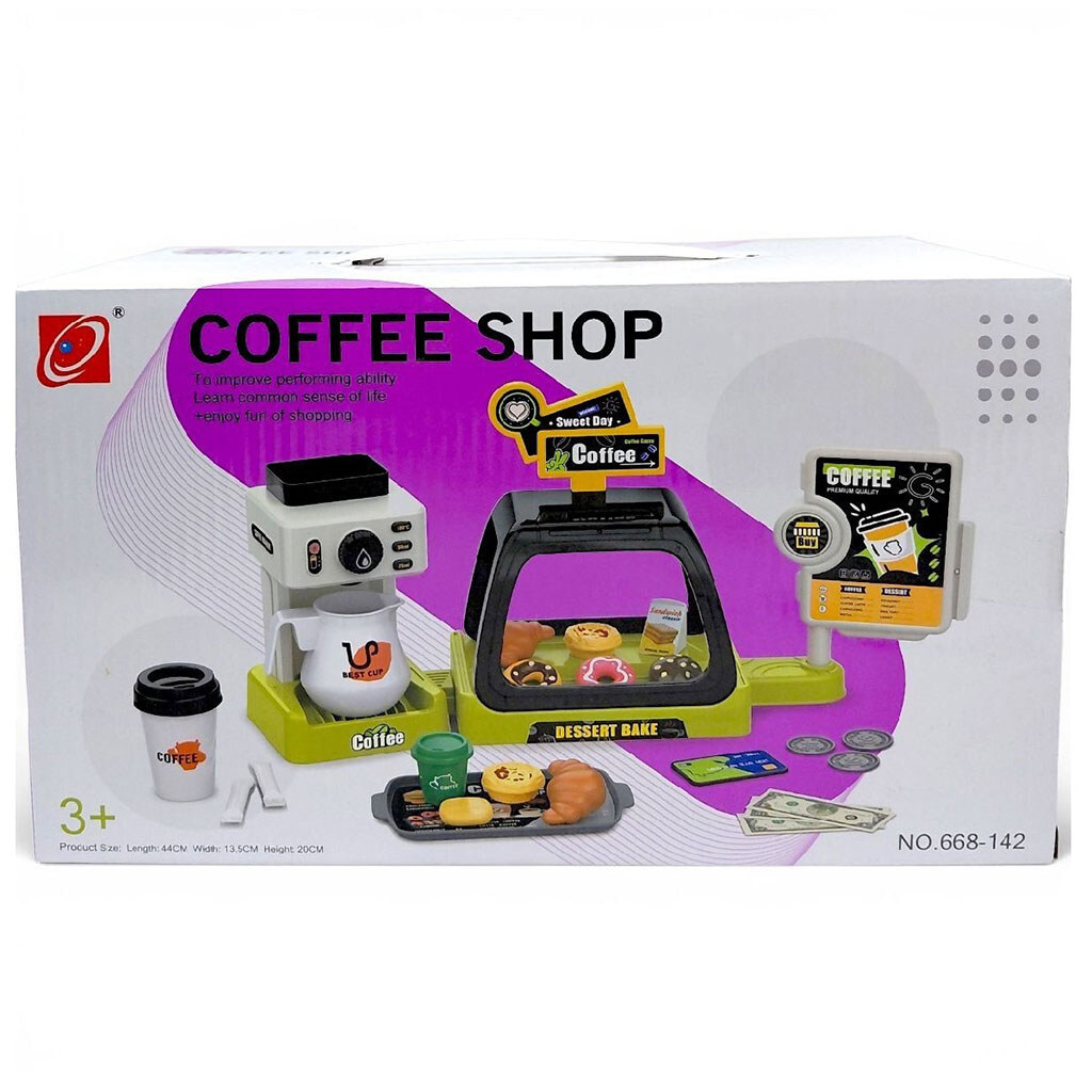 Игровой набор "Кофейня": 41 элемент, звуковые эффекты, кофеварка наливает напиток, витрина со сладостями, сладости, ВИД 2, Mic - № 1 Игровой набор "Кофейня": 41 элемент, звуковые эффекты, кофеварка наливает напиток, витрина со сладостями, сладости, ВИД 2, Mic - № 1