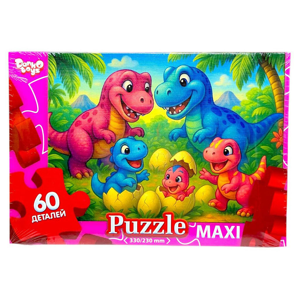 Макси пазлы "Дино семья", 60 элементов, Dankotoys - № 1 Макси пазлы "Дино семья", 60 элементов, Dankotoys - № 1