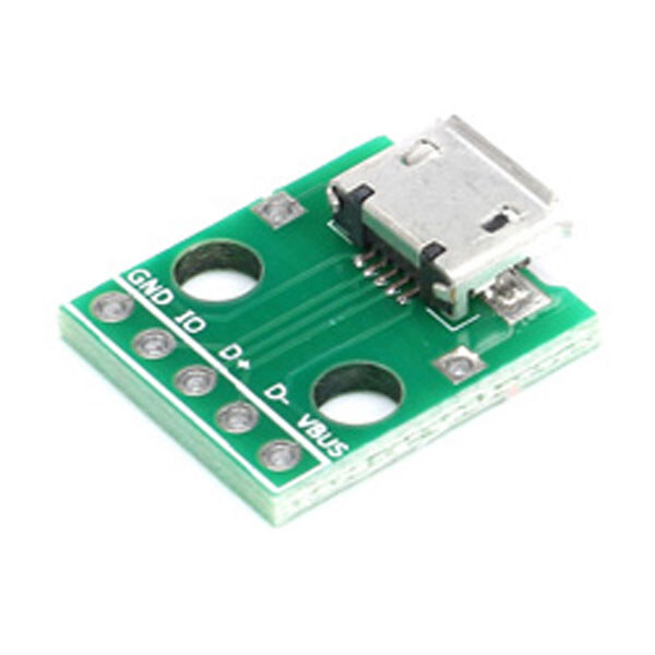 Плата печатная с разъемом microUSB type B 5p to DIP 2.54mm - № 2 Плата печатная с разъемом microUSB type B 5p to DIP 2.54mm - № 2
