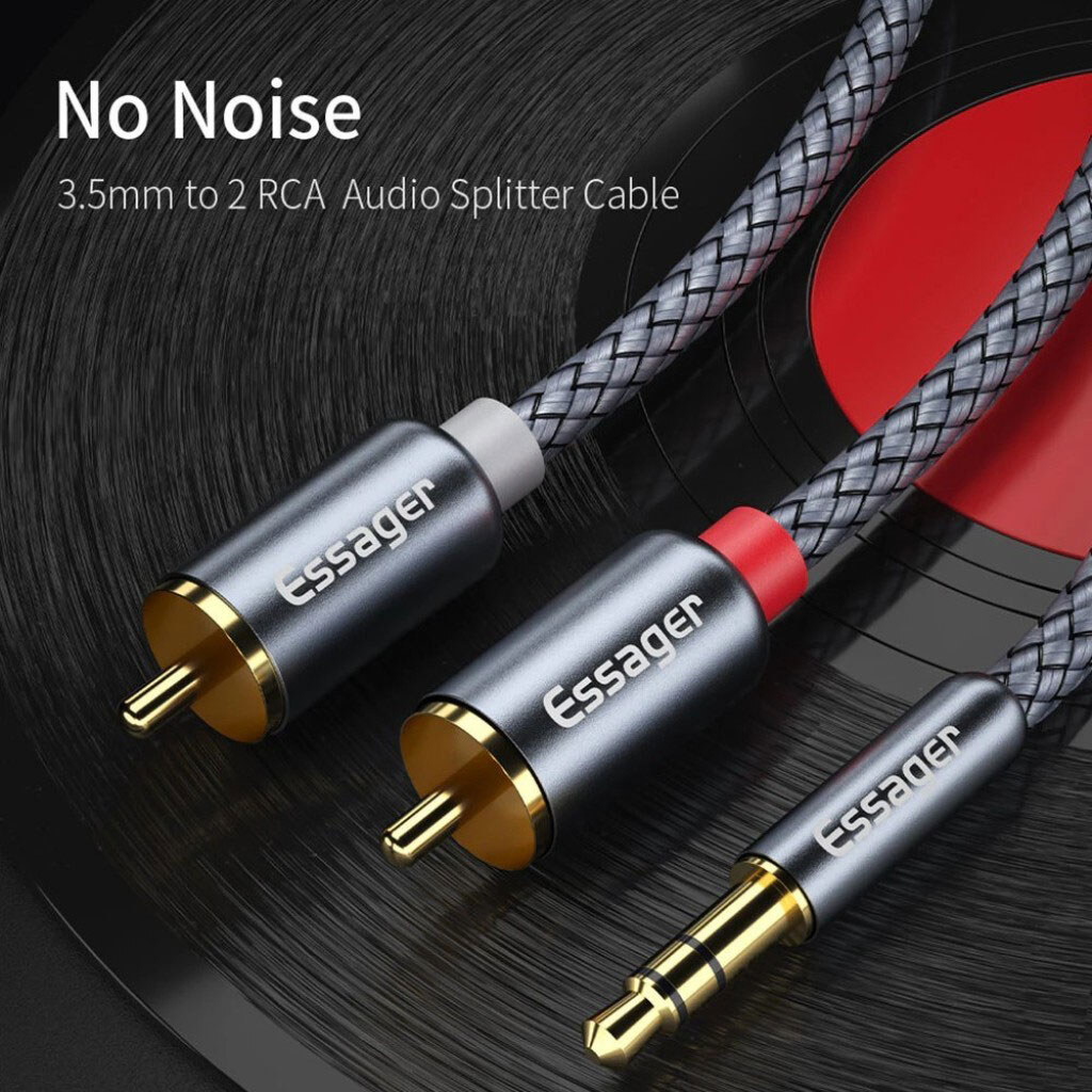 Кабель Essager Monster EYPZJ-MYA0H, RCA, 2.0 м., 3.5 мм., Серый - № 4 Кабель Essager Monster EYPZJ-MYA0H, RCA, 2.0 м., 3.5 мм., Серый - № 4