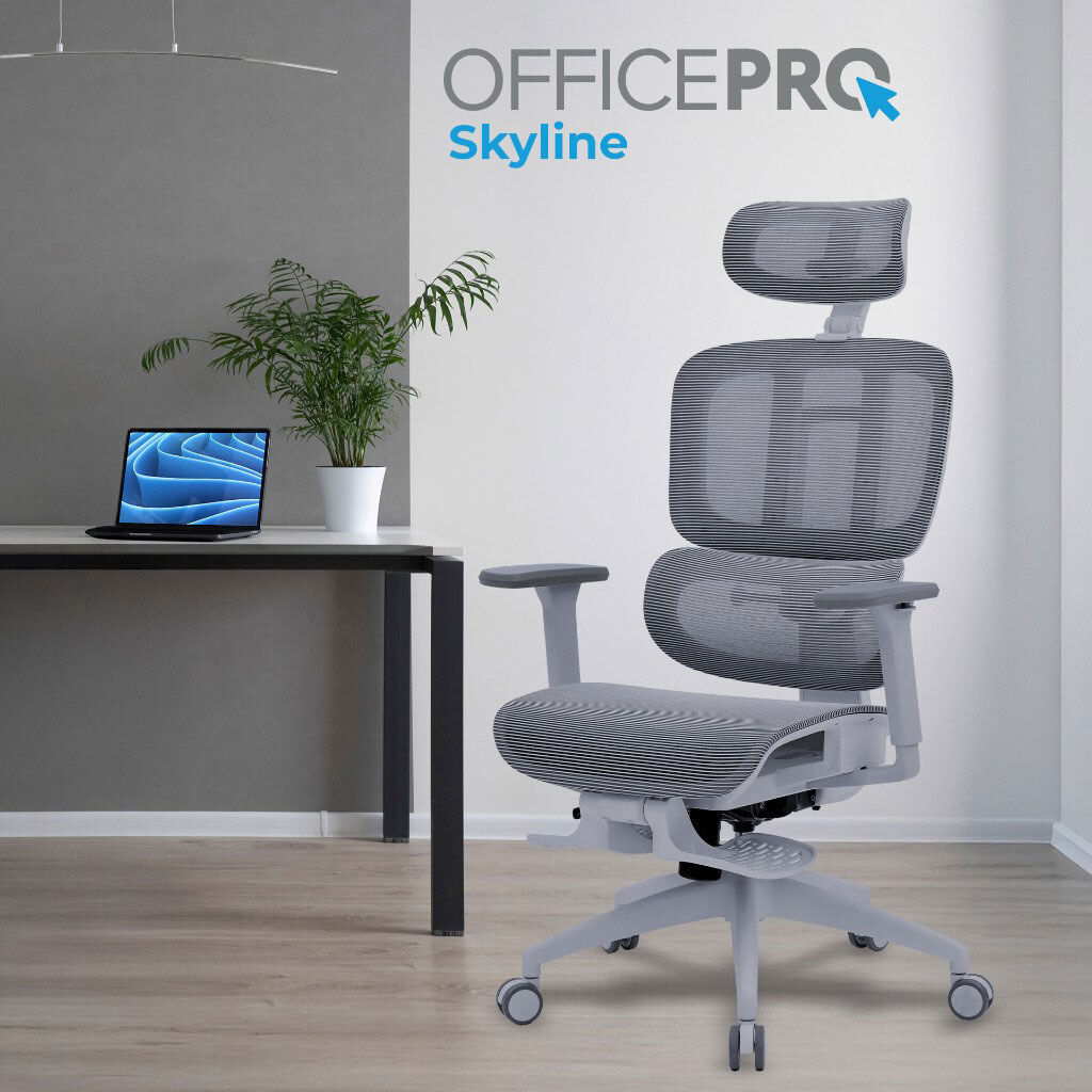 Кресло офисное Officepro Skyline Footrest, Серый - № 8 Кресло офисное Officepro Skyline Footrest, Серый - № 8