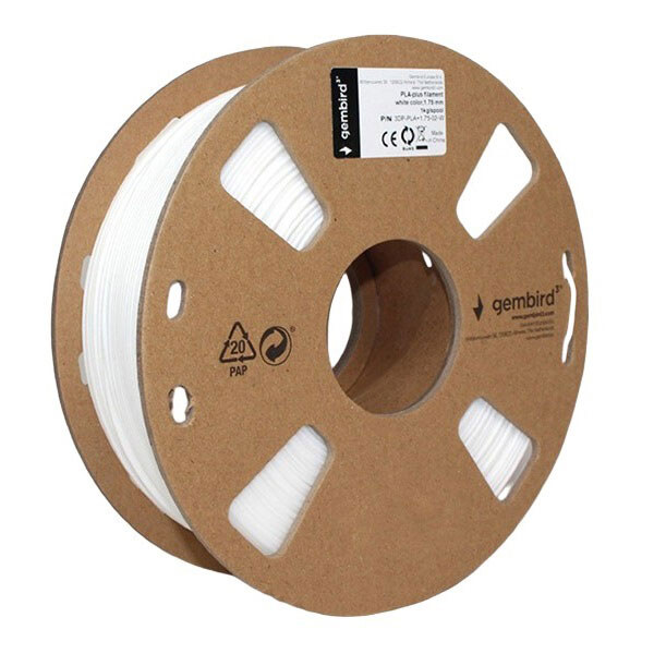 Филамент Gembird 3DP-PLA+1.75-02-W, Белый - № 2 Филамент Gembird 3DP-PLA+1.75-02-W, Белый - № 2
