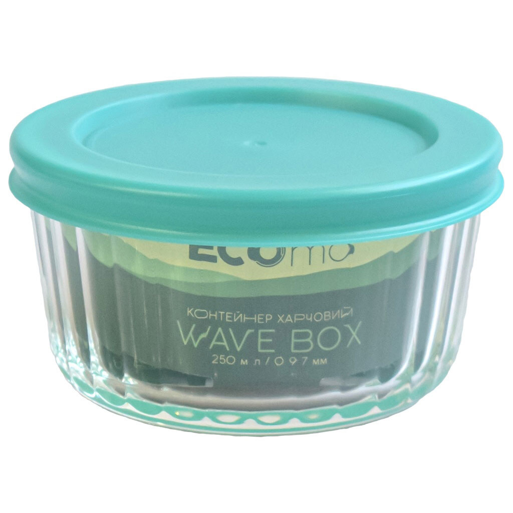 Контейнер пищевой круглый стеклянный ECOMO WAVE BOX, 250 мл - № 1 Контейнер пищевой круглый стеклянный ECOMO WAVE BOX, 250 мл - № 1
